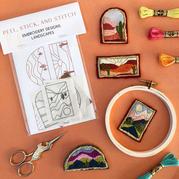 DIY Embroidery Pattern. Peel Stick and Stitch Landscape Designs
