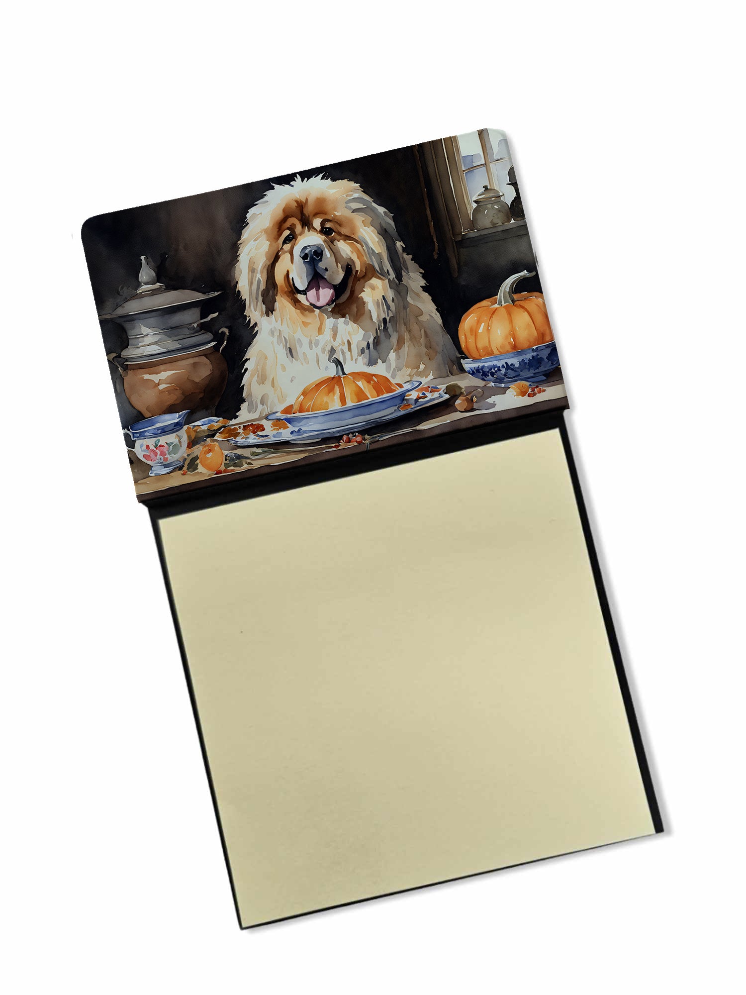 NEW Tibetan Mastiff Fall Kitchen Pumpkins Sticky Note Holder Refillable Dispenser Self-Sticky Note Pads, Memo Pads Blank Desk Accessories