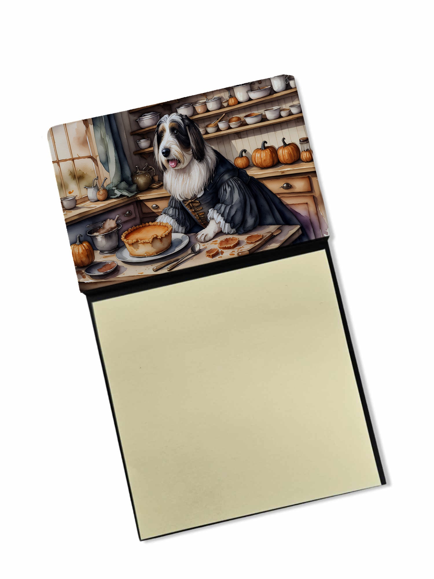 NEW Bearded Collie Fall Kitchen Pumpkins Sticky Note Holder Refillable Dispenser Self-Sticky Note Pads, Memo Pads Blank Desk Accessories