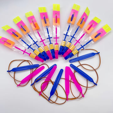 5pcs Magical LED Lights, Random Colors, Flying Arrows, Rocket Helicopters, Flying Toys, Party Fun Gifts, Slingshot Flying Helicopters, Birthday/Thanksgiving/Christmas Halloween