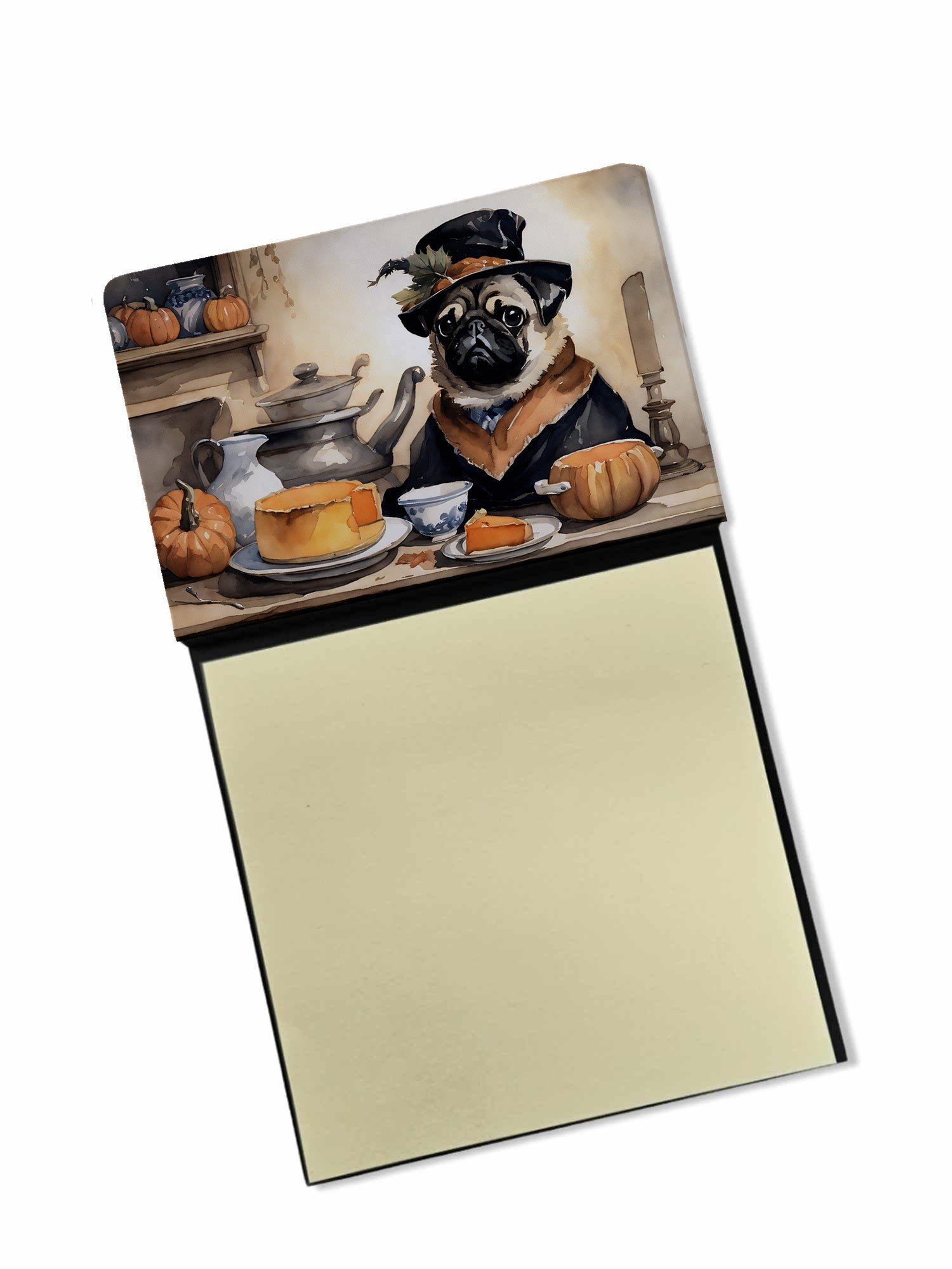 NEW Pug Fall Kitchen Pumpkins Sticky Note Holder Refillable Dispenser Self-Sticky Note Pads, Memo Pads Blank Desk Accessories