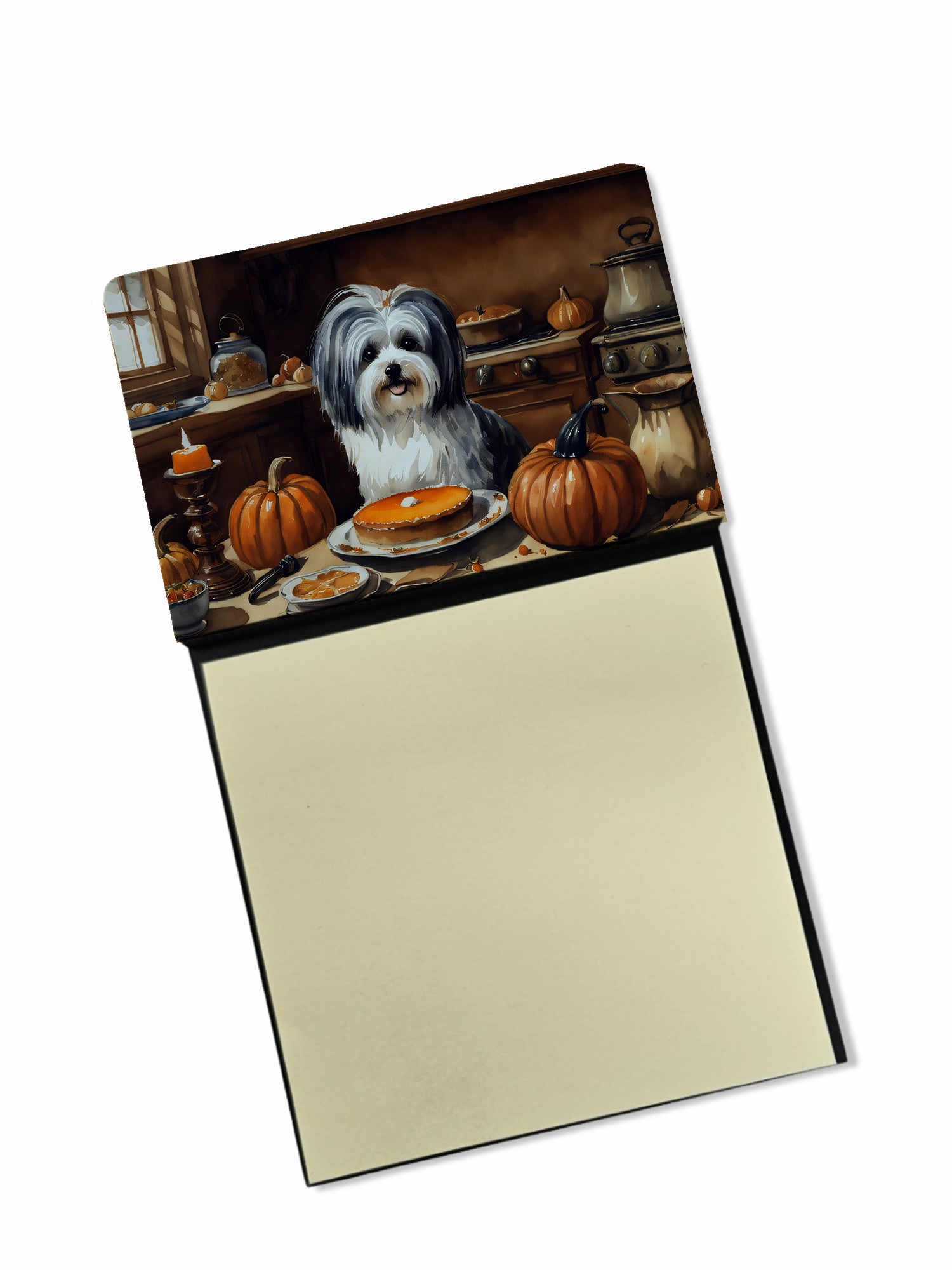 NEW Havanese Fall Kitchen Pumpkins Sticky Note Holder Refillable Dispenser Self-Sticky Note Pads, Memo Pads Blank Desk Accessories