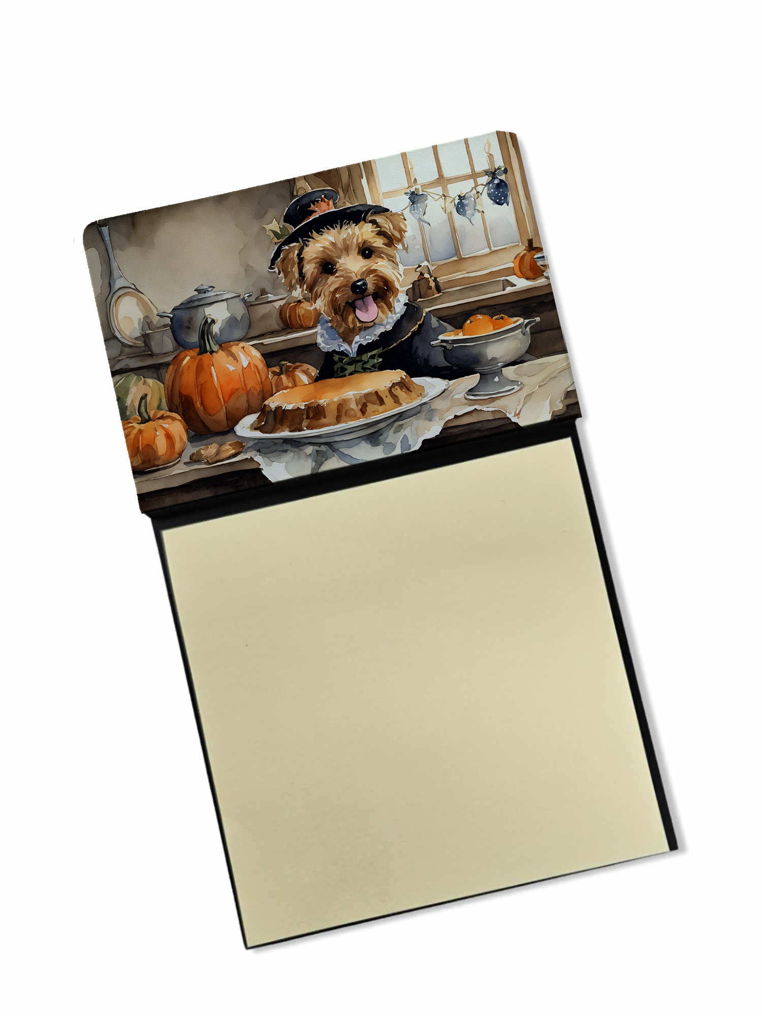 NEW Lakeland Terrier Fall Kitchen Pumpkins Sticky Note Holder Refillable Dispenser Self-Sticky Note Pads, Memo Pads Blank Desk Accessories