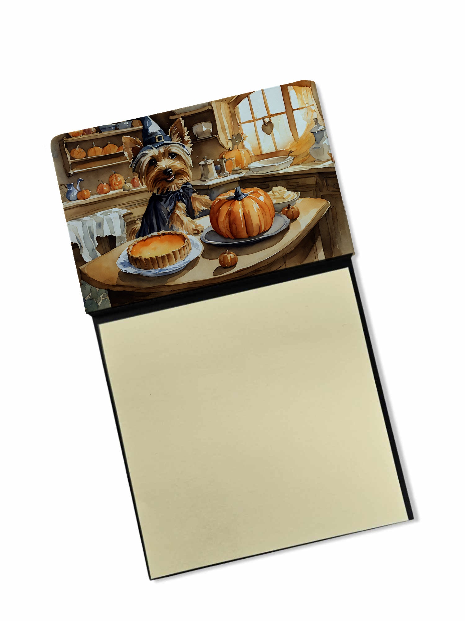 NEW Silky Terrier Fall Kitchen Pumpkins Sticky Note Holder Refillable Dispenser Self-Sticky Note Pads, Memo Pads Blank Desk Accessories