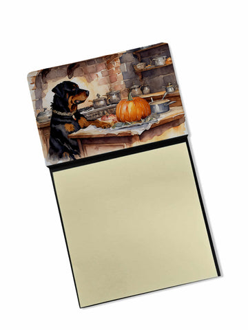 NEW Rottweiler Fall Kitchen Pumpkins Sticky Note Holder Refillable Dispenser Self-Sticky Note Pads, Memo Pads Blank Desk Accessories