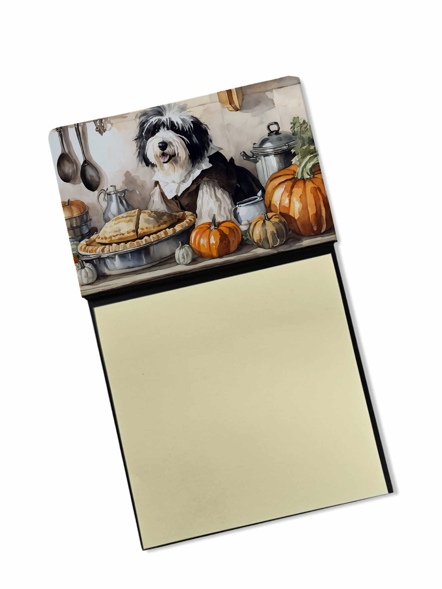 NEW Old English Sheepdog Fall Kitchen Pumpkins Sticky Note Holder Refillable Dispenser Self-Sticky Note Pads, Memo Pads Blank Desk Accessories