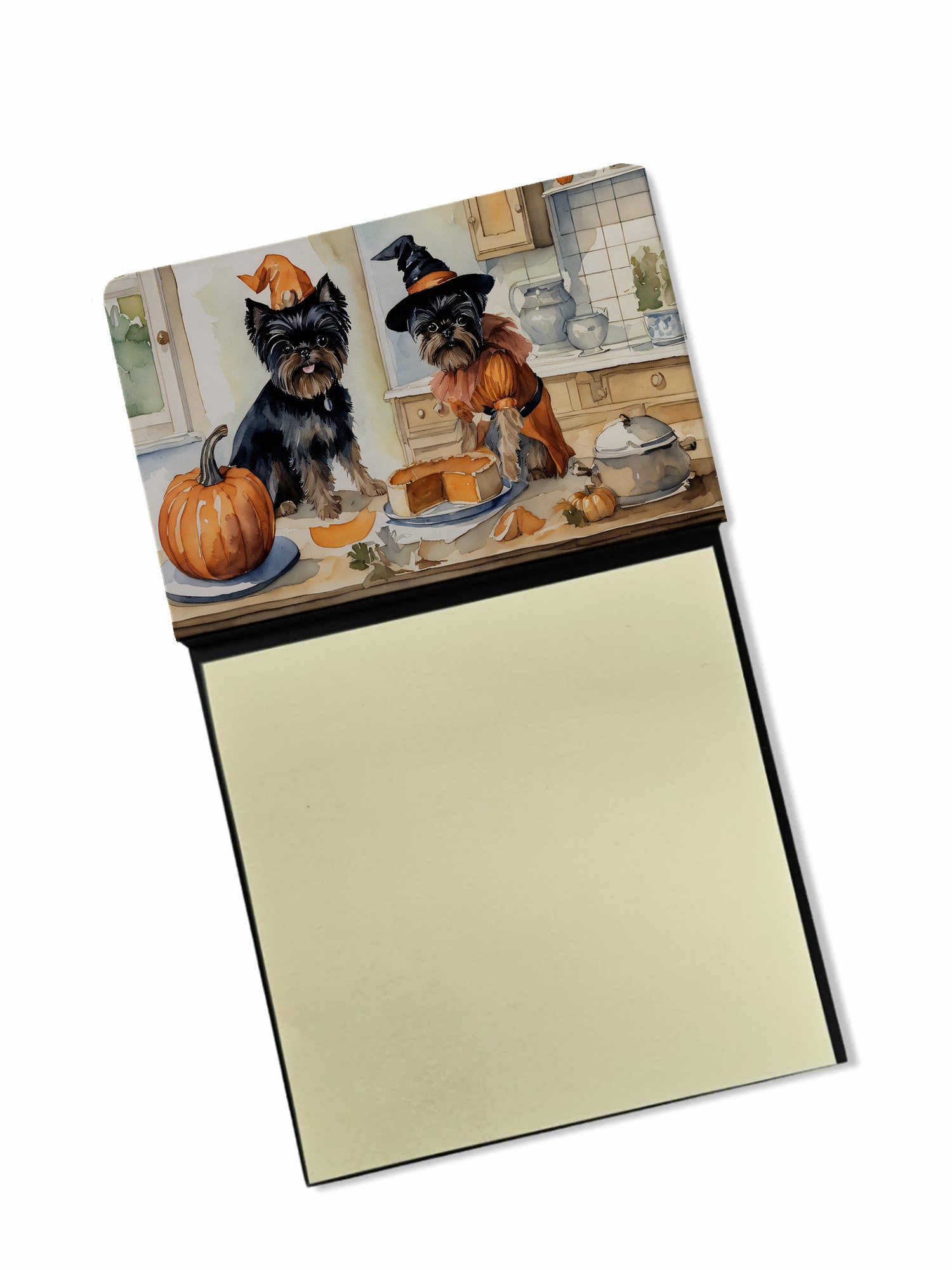 NEW Affenpinscher Fall Kitchen Pumpkins Sticky Note Holder Refillable Dispenser Self-Sticky Note Pads, Memo Pads Blank Desk Accessories