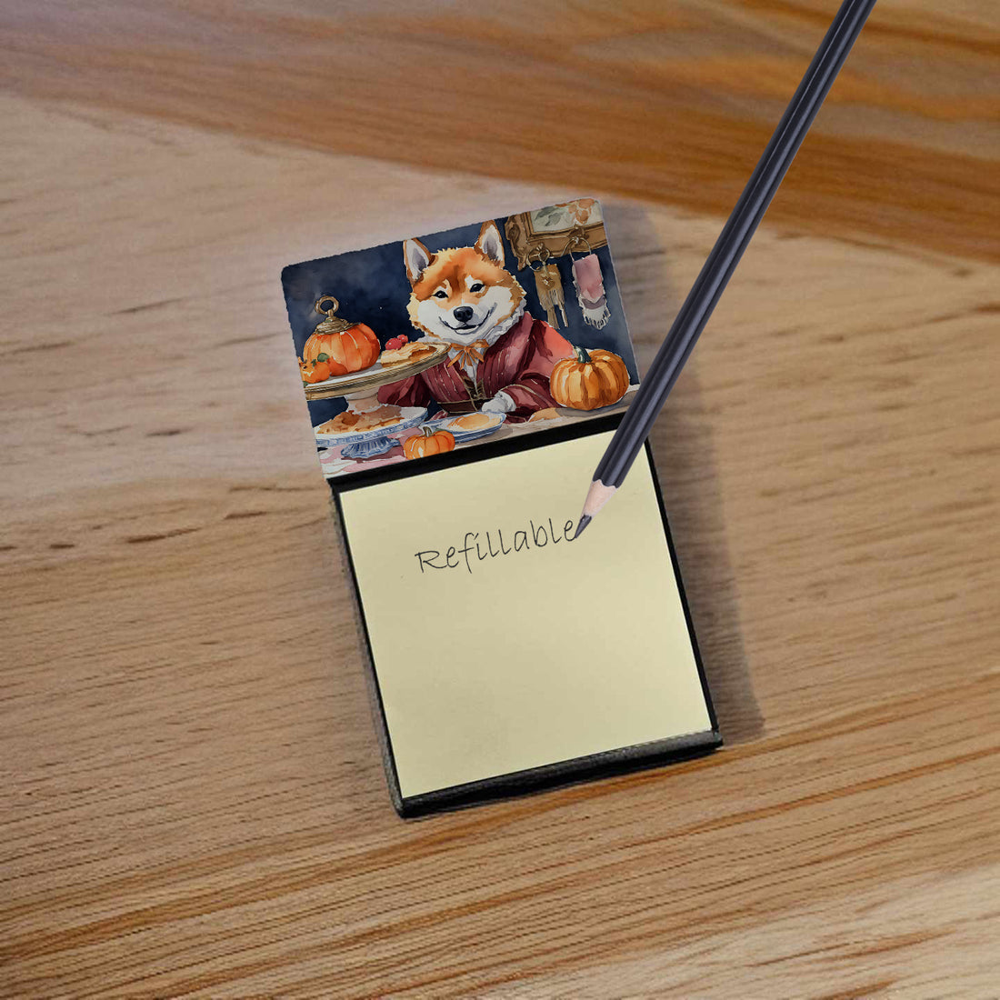 NEW Shiba Inu Fall Kitchen Pumpkins Sticky Note Holder Refillable Dispenser Self-Sticky Note Pads, Memo Pads Blank Desk Accessories
