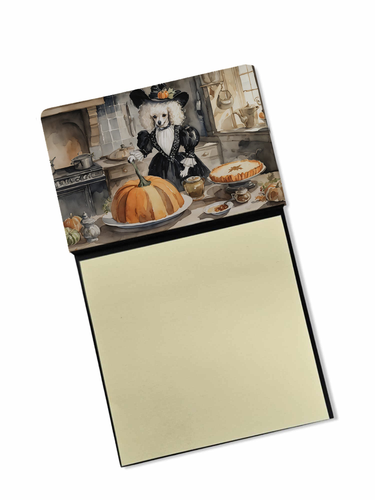 NEW Poodle Fall Kitchen Pumpkins Sticky Note Holder Refillable Dispenser Self-Sticky Note Pads, Memo Pads Blank Desk Accessories