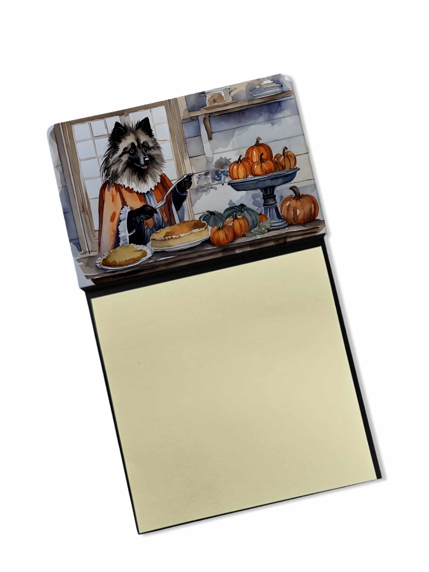 NEW Keeshond Fall Kitchen Pumpkins Sticky Note Holder Refillable Dispenser Self-Sticky Note Pads, Memo Pads Blank Desk Accessories
