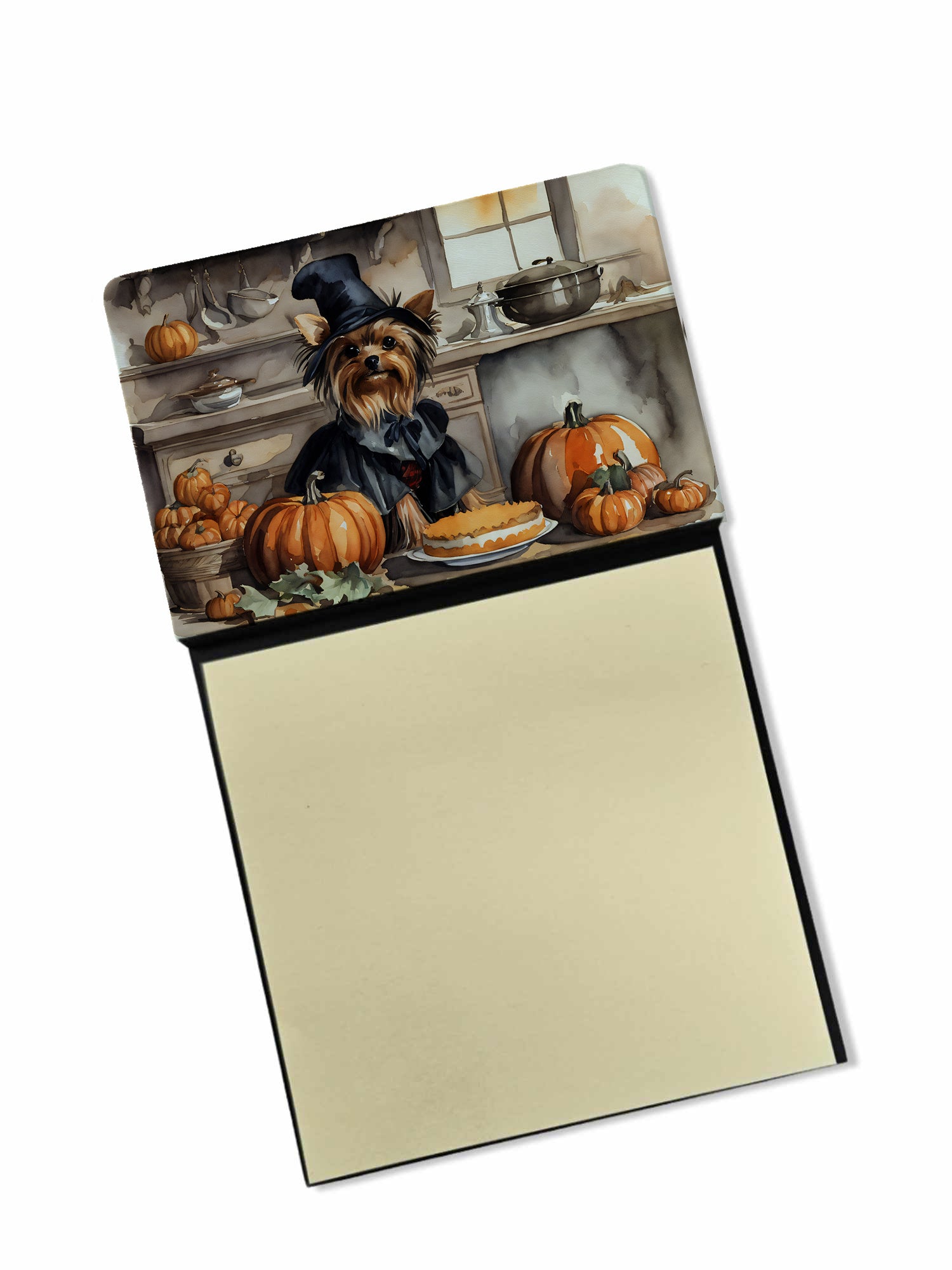 NEW Yorkie Fall Kitchen Pumpkins Sticky Note Holder Refillable Dispenser Self-Sticky Note Pads, Memo Pads Blank Desk Accessories