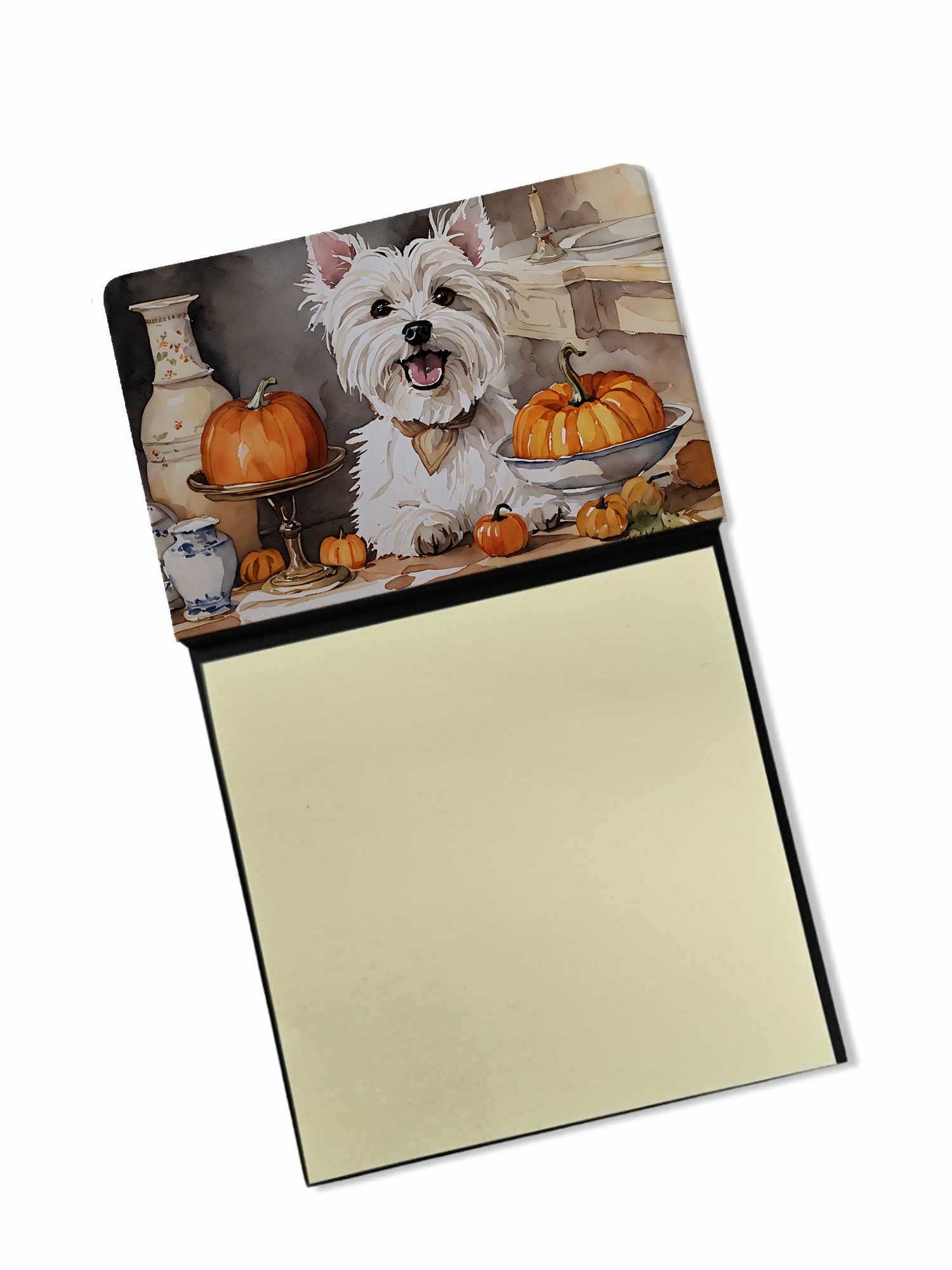NEW Westie Fall Kitchen Pumpkins Sticky Note Holder Refillable Dispenser Self-Sticky Note Pads, Memo Pads Blank Desk Accessories