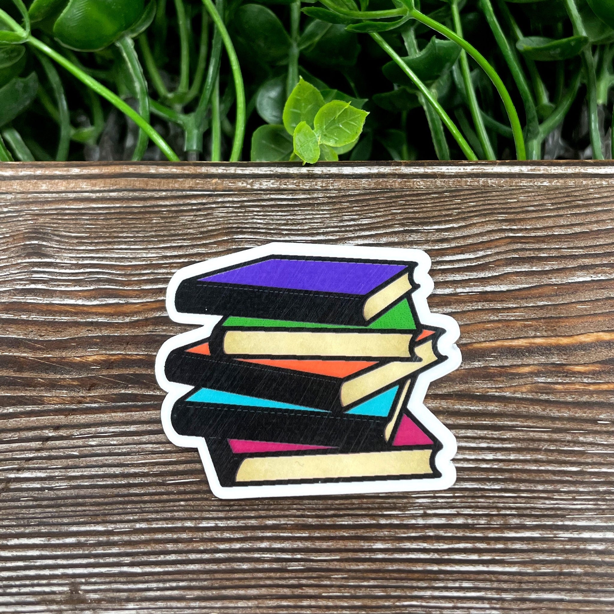 Book Stack Sticker, Love Reading, Die Cut Sticker, Graphic Art