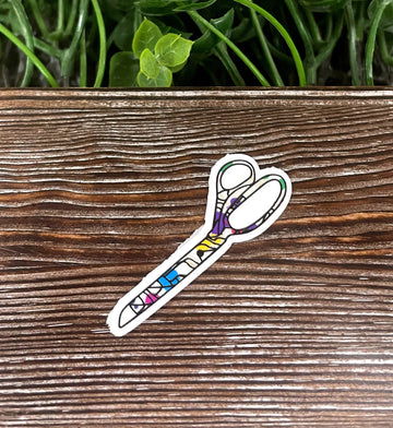 Fabric Scissors, Crafting Hobby, Die Cut Sticker, Graphic Art Sticker,