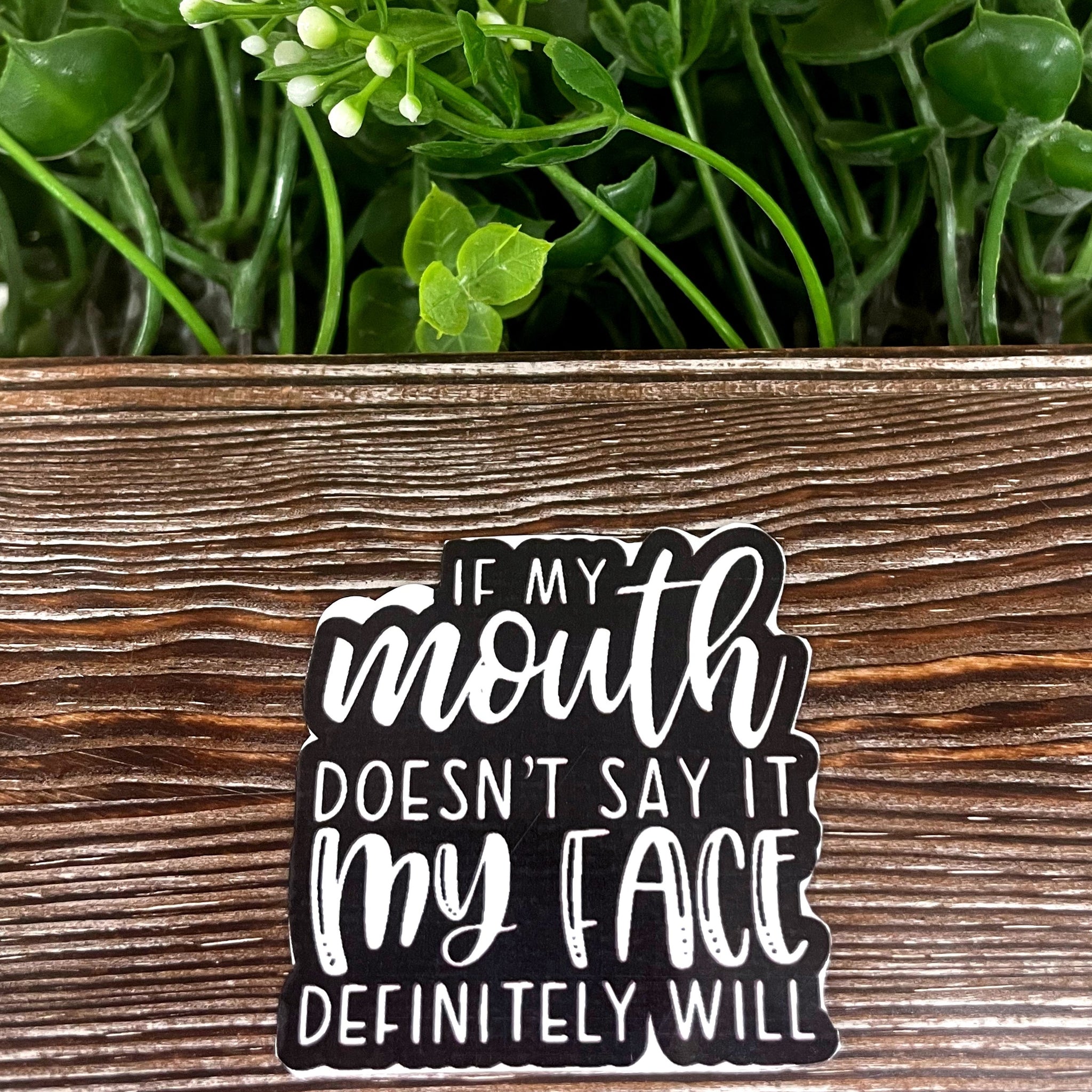 If My Mouth Doesn't Say it My Face Definitely Will Vinyl Sticker or