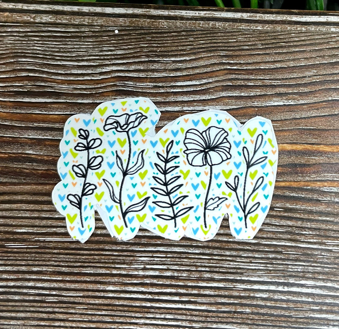 Flowers Garden Sticker, Die Cut Sticker, Graphic Art Sticker, Laptop