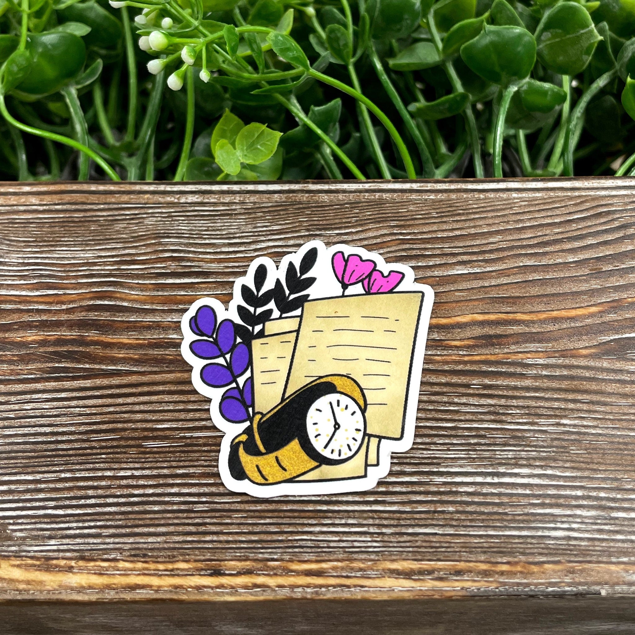 Watercolor Vintage Book Sticker, Graphic Art Sticker |Sticker or
