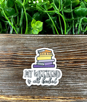 My Weekend is Booked, Love to Read, Die Cut Sticker, Books, Graphic