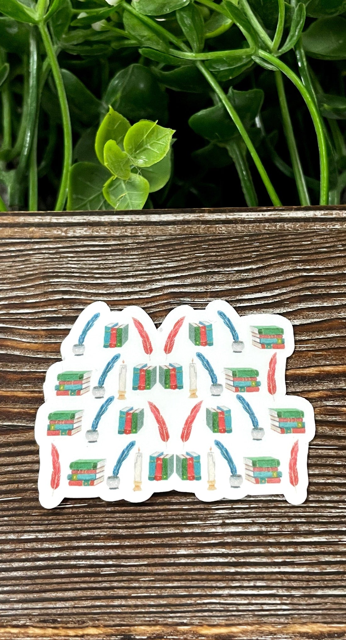 Vintage Books and Quill, Love to Read, Die Cut Sticker, Graphic Art