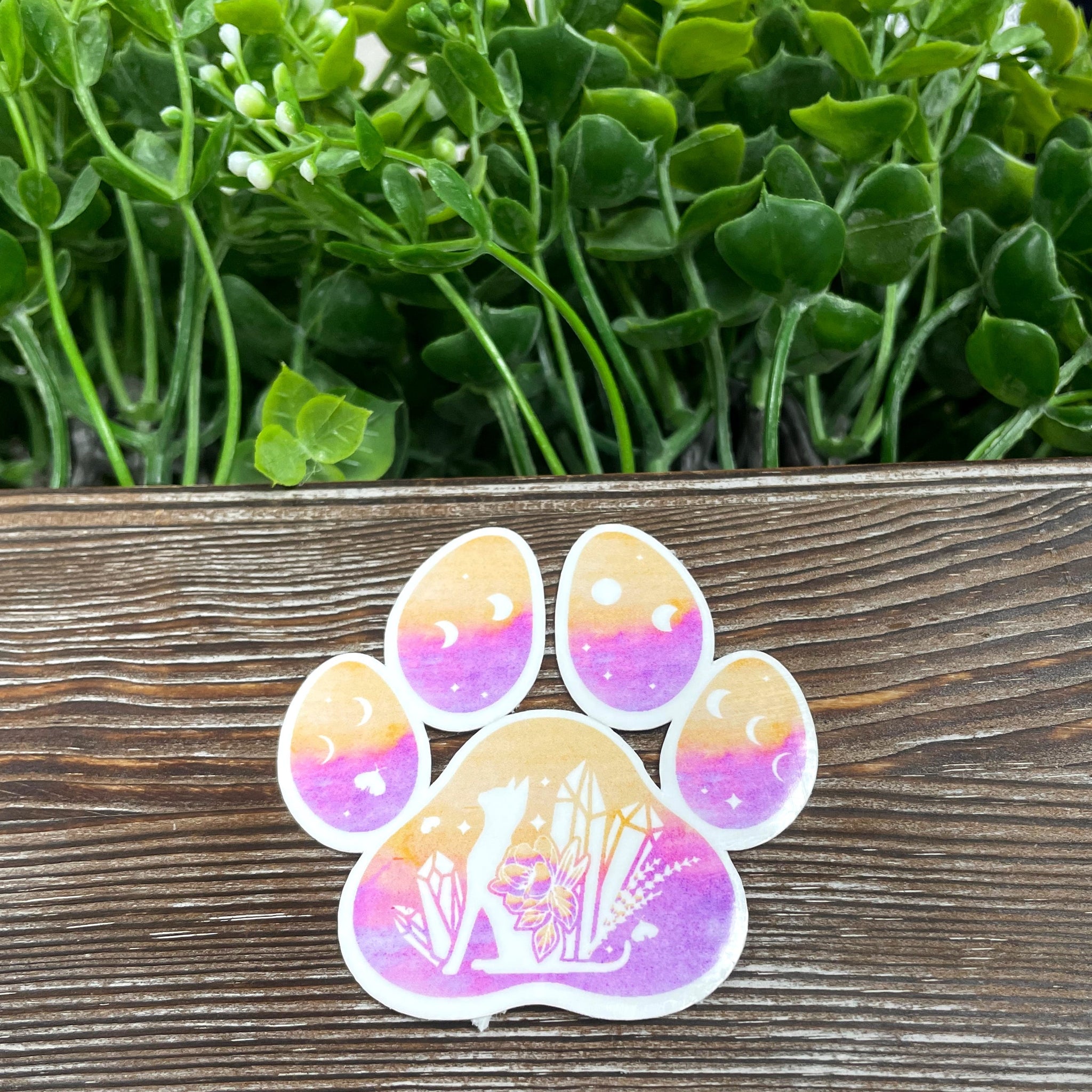 Watercolor Paw Print, Boho Hippie, Die Cut Sticker, Graphic Art