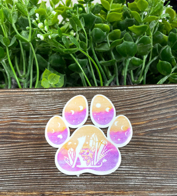Watercolor Paw Print, Boho Hippie, Die Cut Sticker, Graphic Art