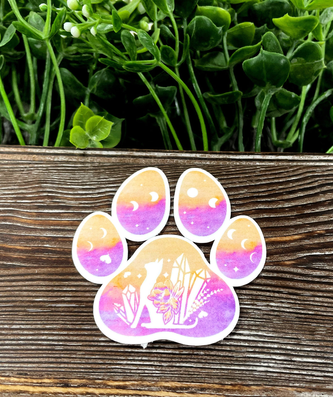 Watercolor Paw Print, Boho Hippie, Die Cut Sticker, Graphic Art