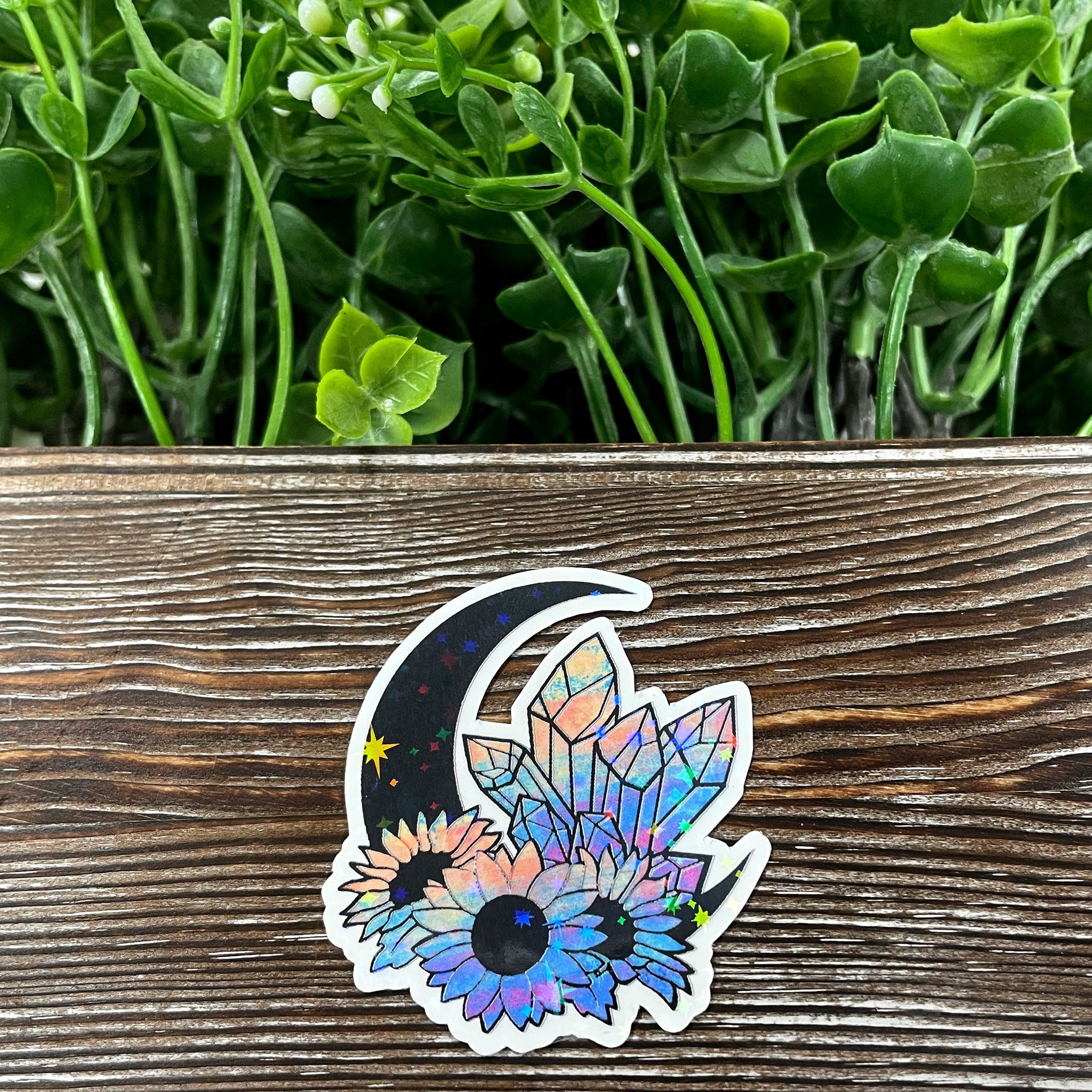 Watercolor Crescent Moon Sticker, Graphic Art Sticker, Vinyl, Boho