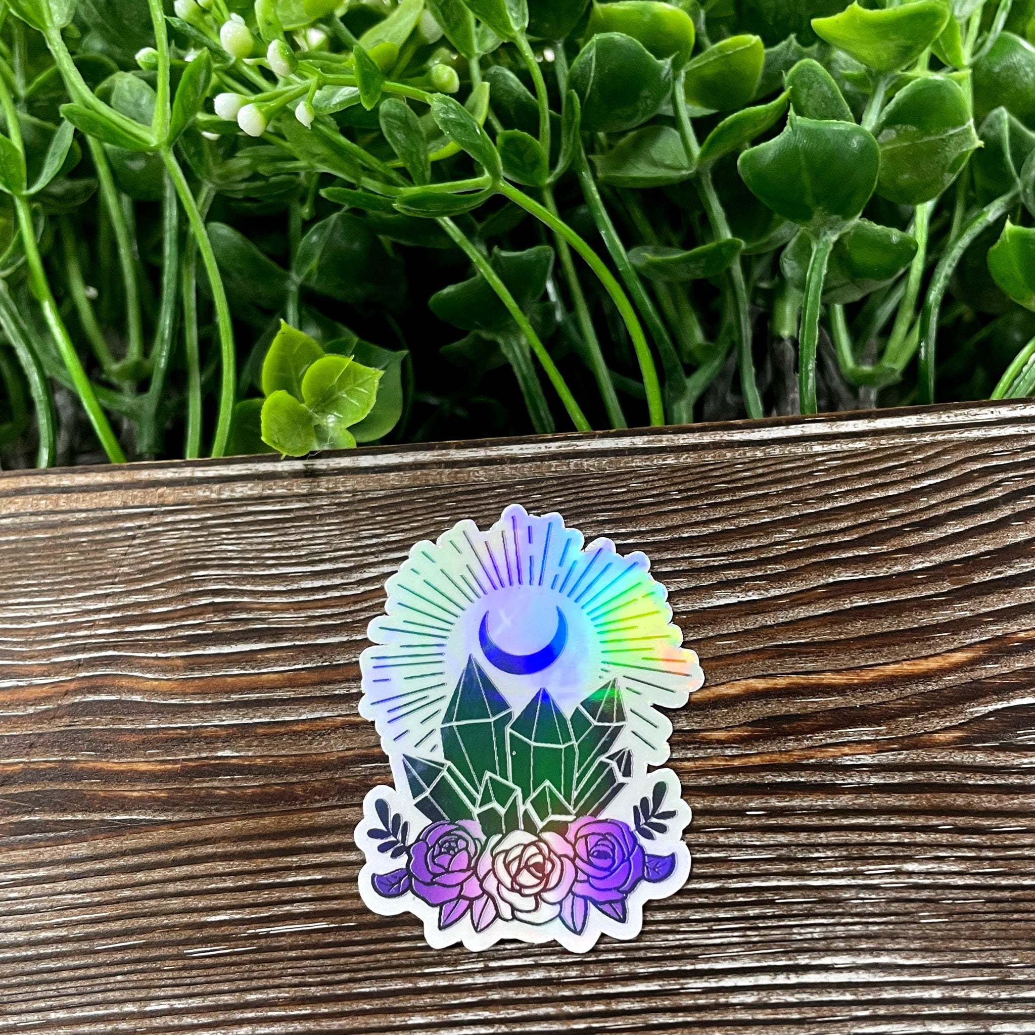Crystal Moon Flowers Die Cut Sticker, Graphic Art Sticker, Vinyl, ,