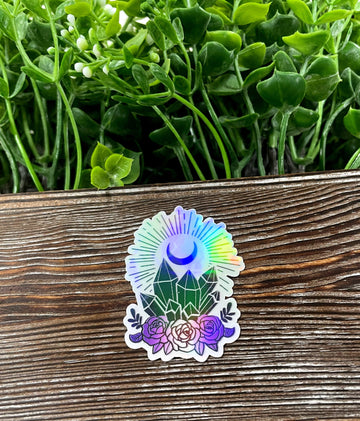 Crystal Moon Flowers Die Cut Sticker, Graphic Art Sticker, Vinyl, ,
