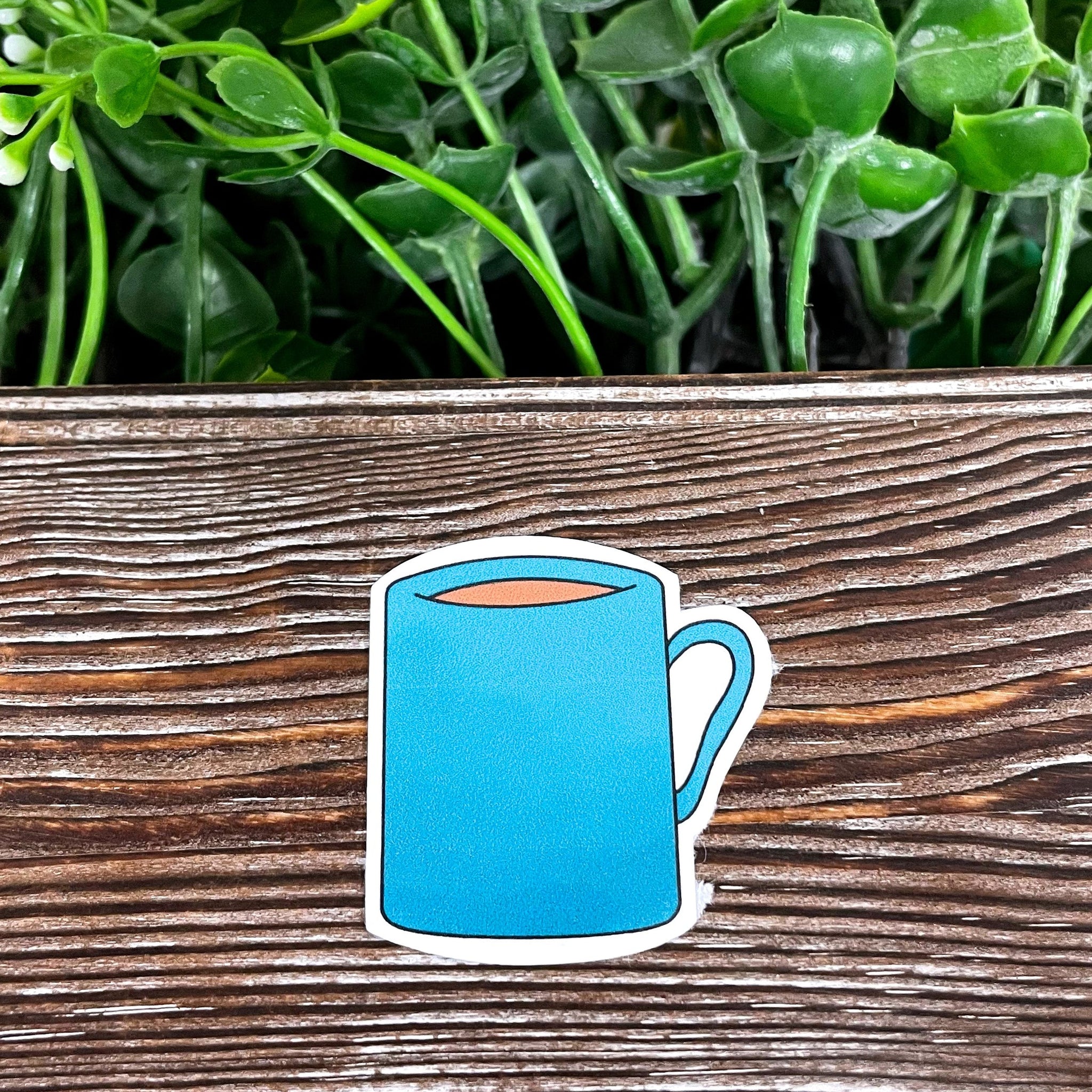 Blue Coffee Cup, Die Cut Sticker, Graphic Art Vinyl, , Boho Fun