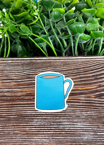 Blue Coffee Cup, Die Cut Sticker, Graphic Art Vinyl, , Boho Fun
