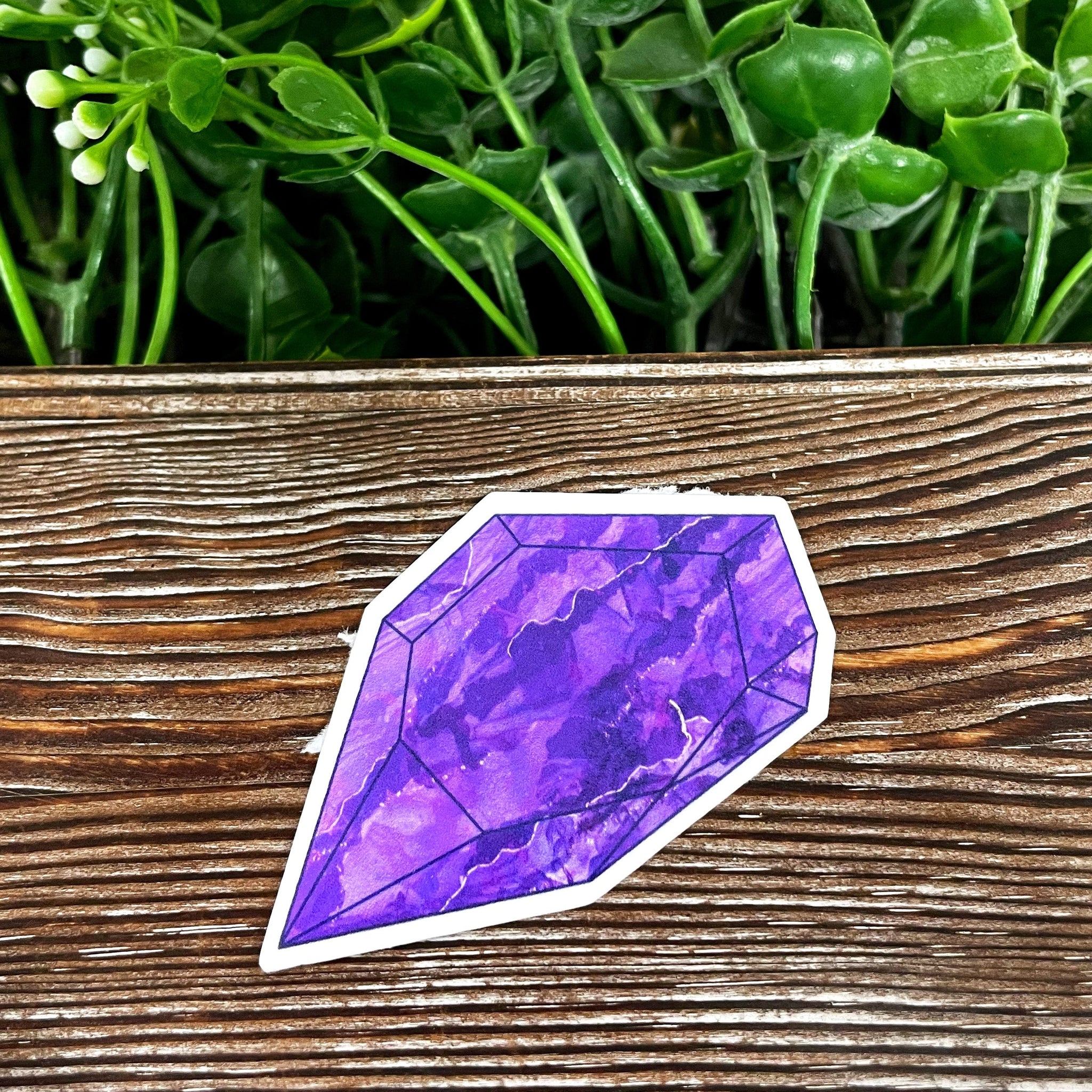Purple Crystal Gemstone, Die Cut Sticker, Graphic Art Vinyl, , Boho
