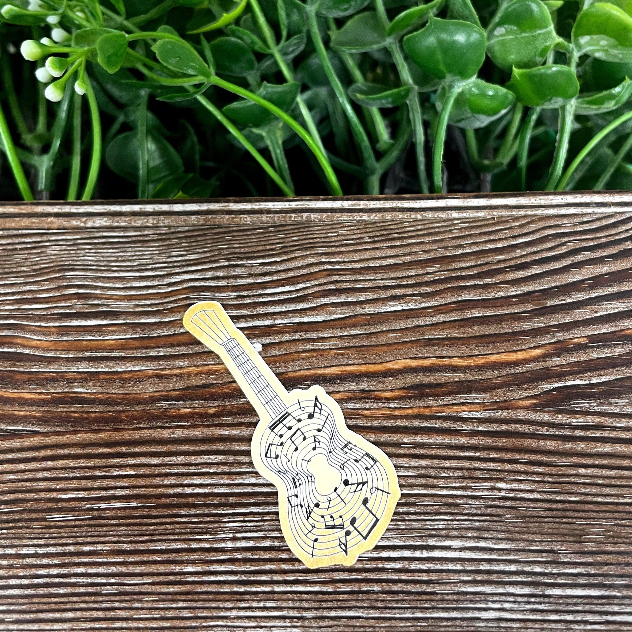 Music Note Vintage Guitar, Die Cut Sticker, Graphic Art Sticker,