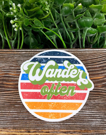 Travel Sticker, Wander Often Sticker, Die Cut Vinyl Sticker, , Boho
