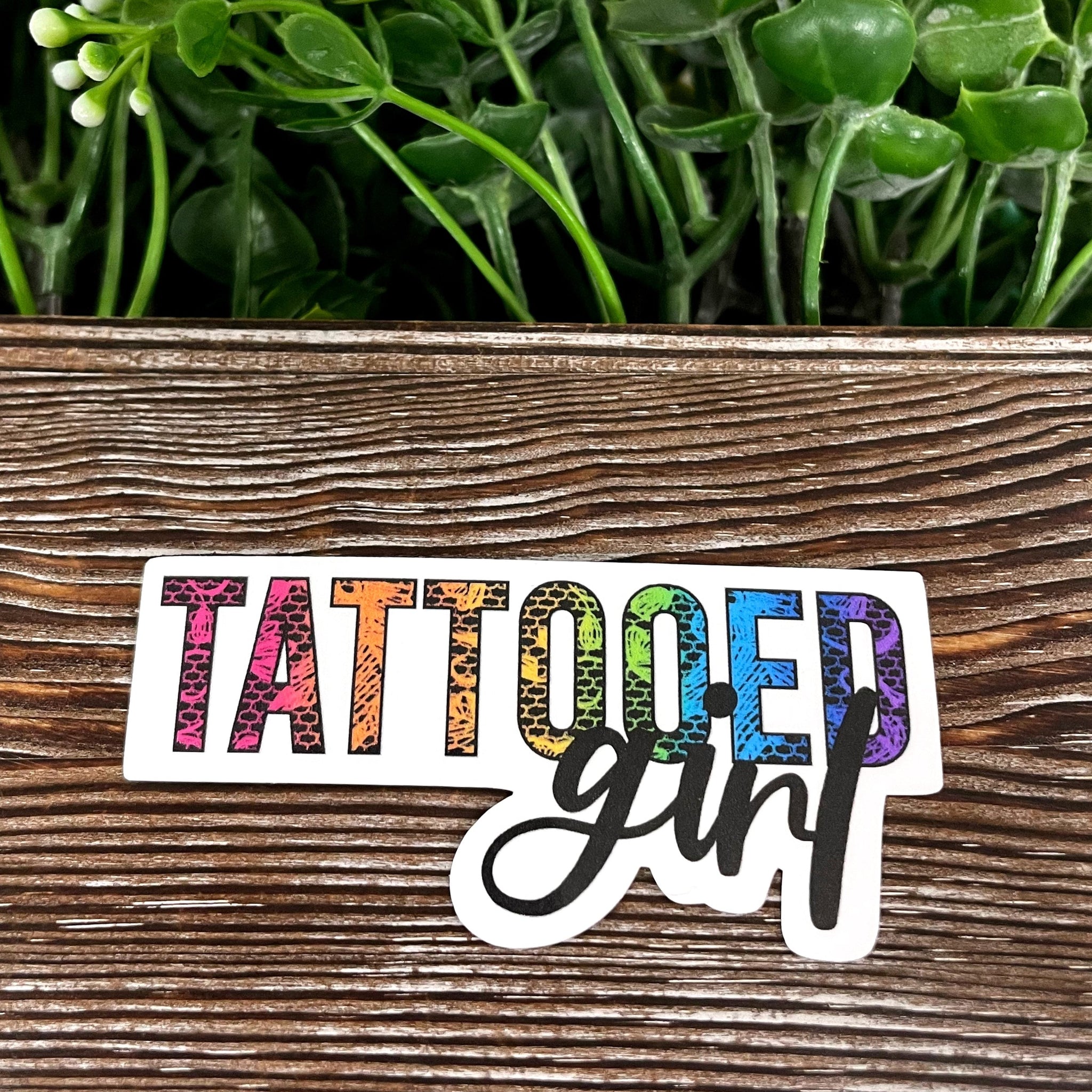 Tattooed Girl Bold Colors, Die Cut Vinyl Sticker, , Boho Fun, Water