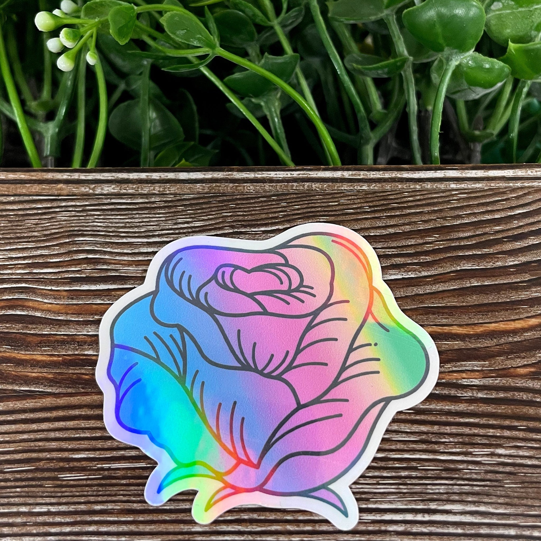 Pastel Watercolor Rose, Die Cut Vinyl Sticker, , Boho Fun, Water