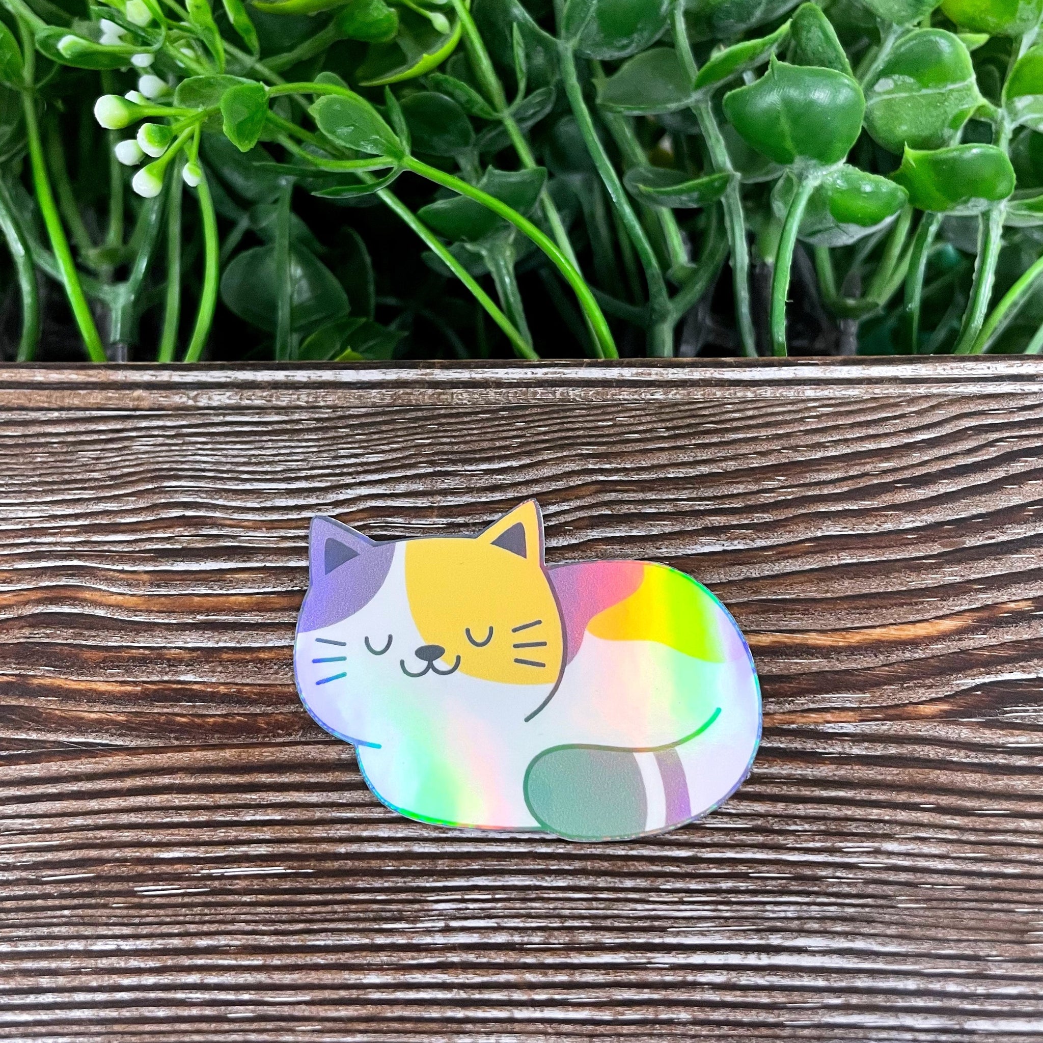 Happy Kitty, Die Cut Vinyl Sticker, , Boho Fun, Water Resistant, Cat