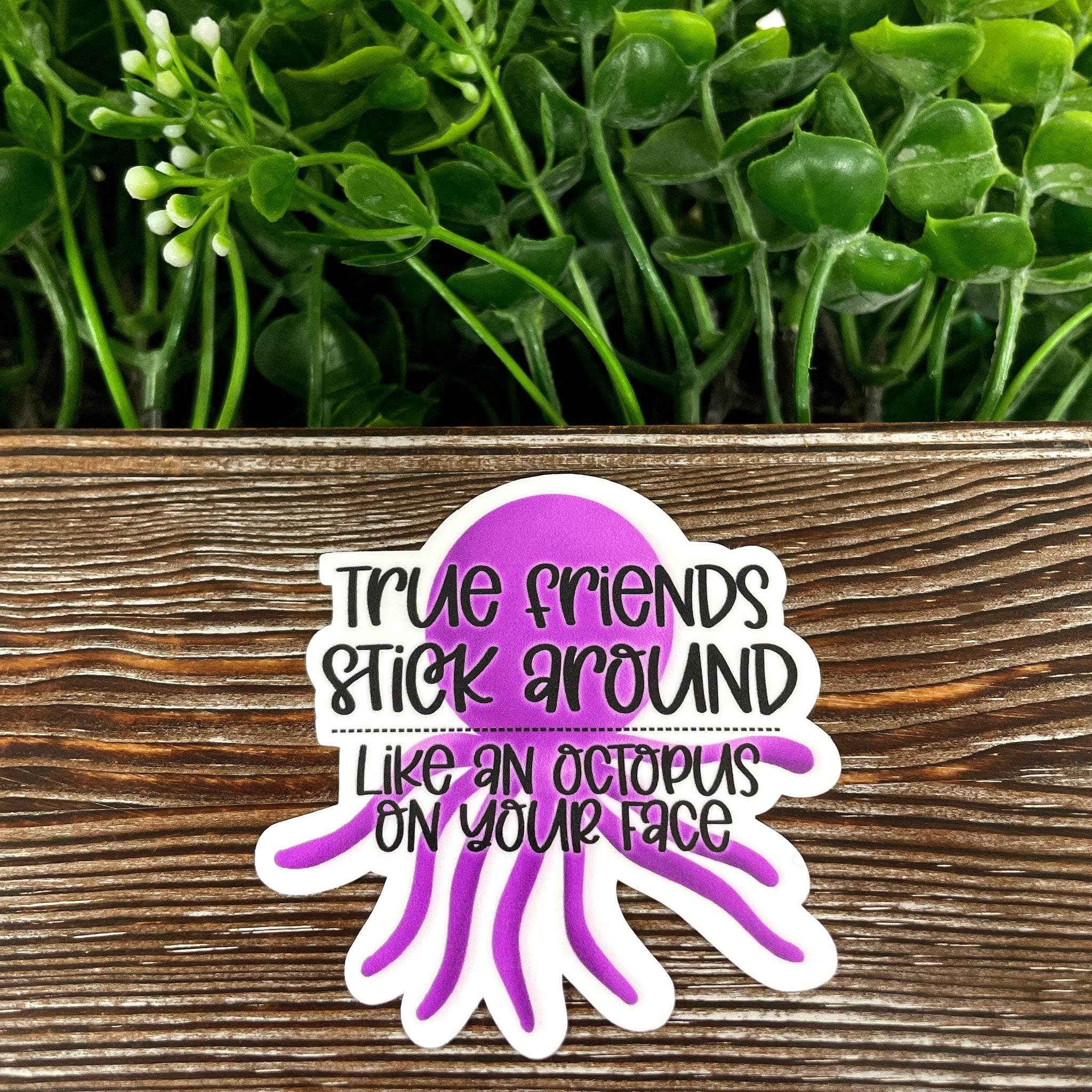 True Friends Stick Around Like an Octopus on Your Face Sticker