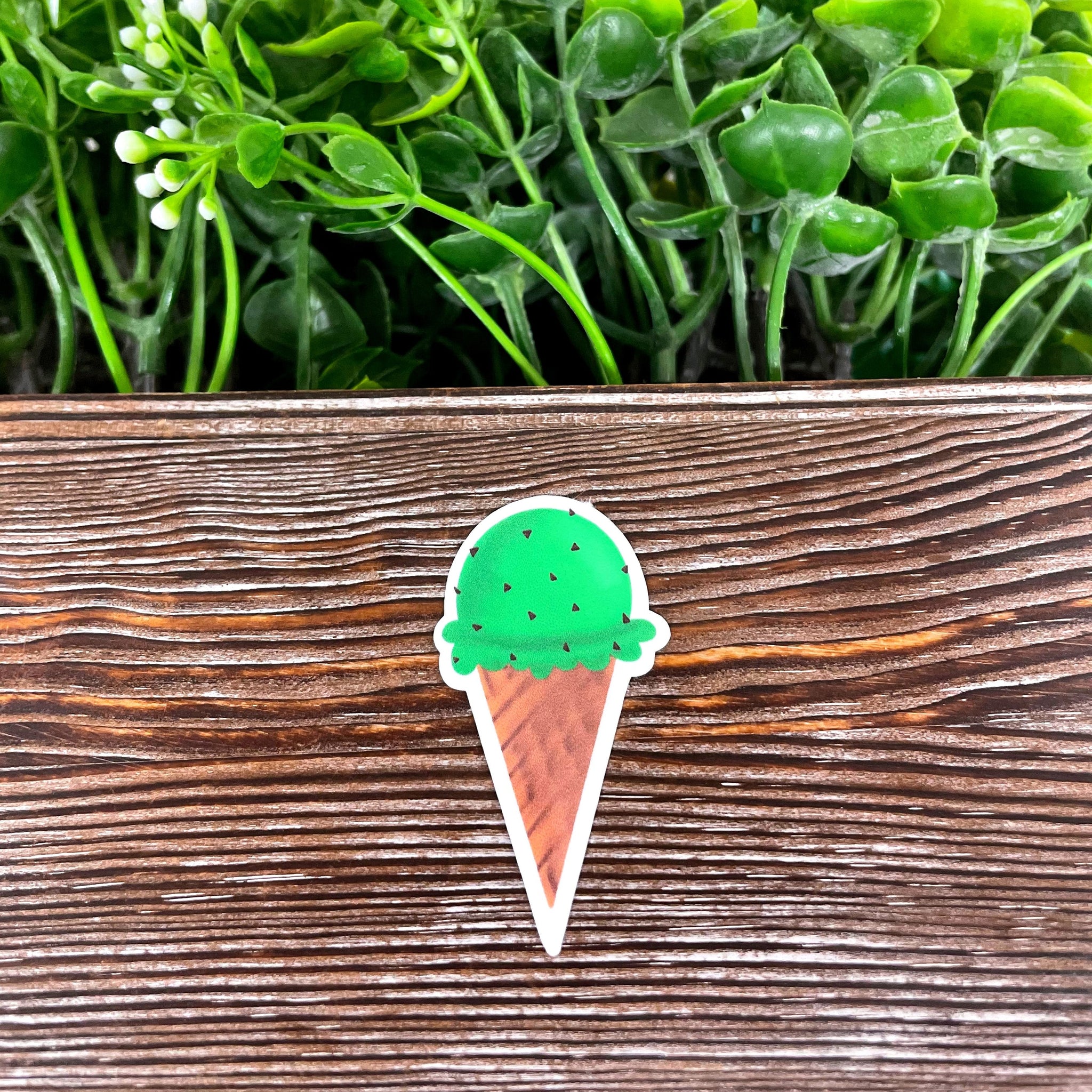 Mint Chocolate Chip Ice Cream Cone Sticker |Sticker or Magnet