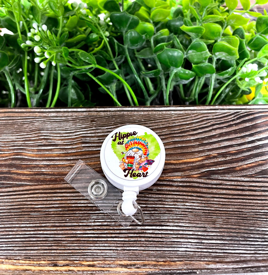 Tie Dye Hippie at Heart, Black Retractable Badge Reel, , Boho Fun,