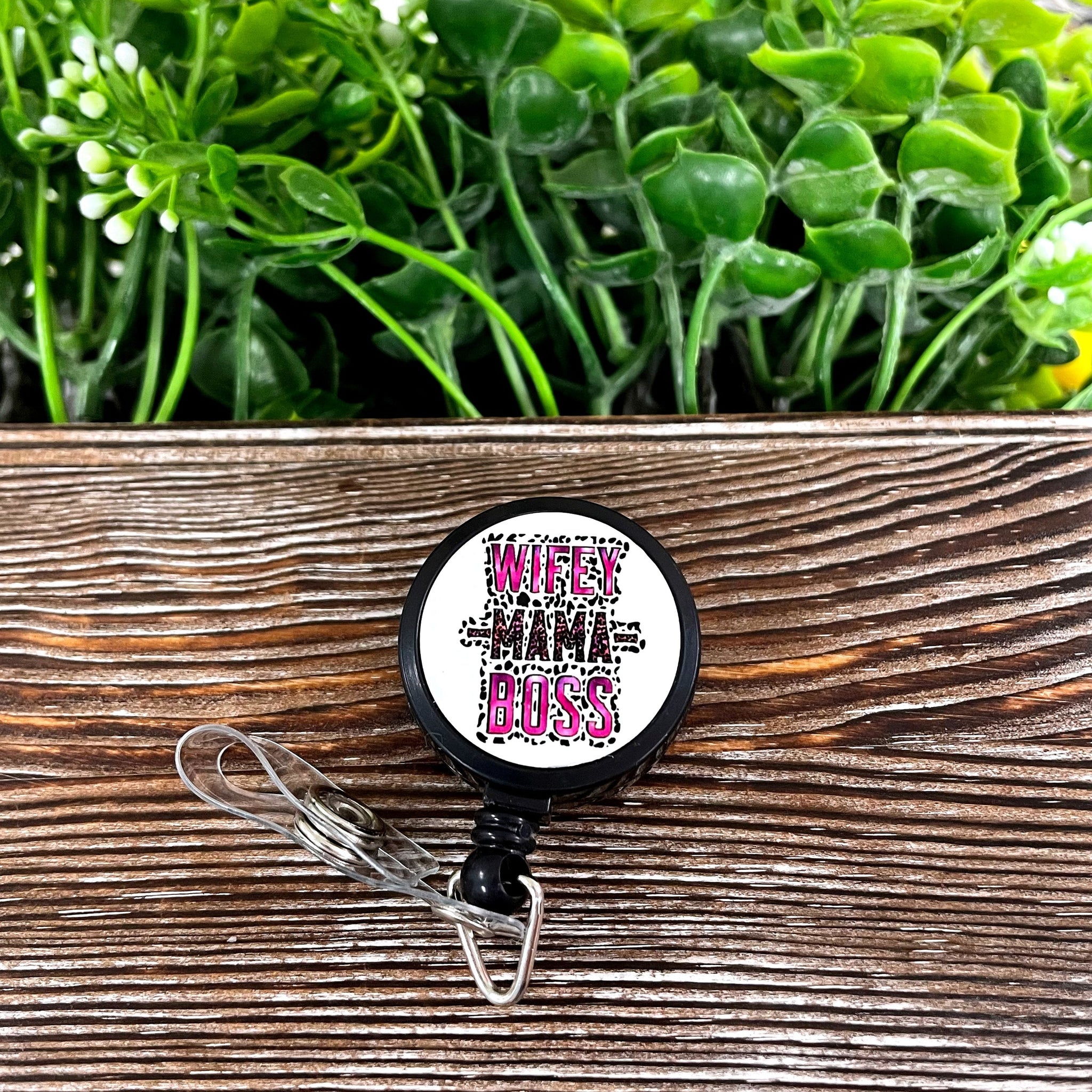 Wifey Mama Boss, Retractable Badge Reel, , Boho Fun, Sublimation