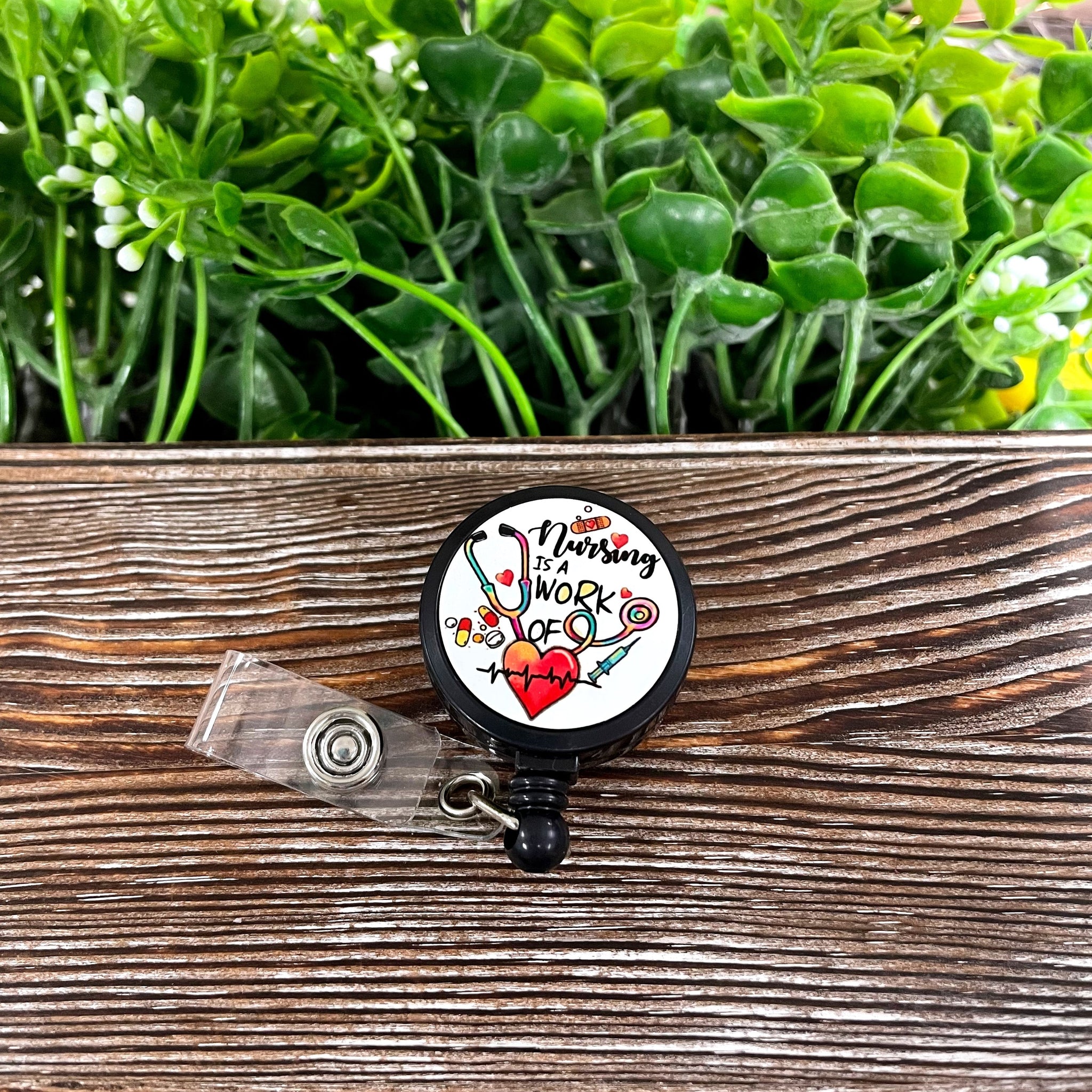 Nursing is a Work of Heart, Retractable Badge Reel, , Boho Fun,