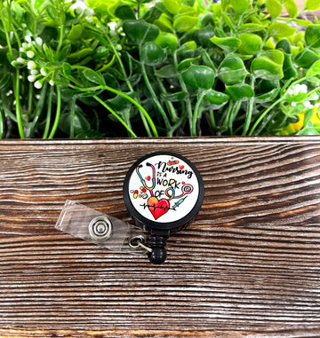 Nursing is a Work of Heart, Retractable Badge Reel, , Boho Fun,