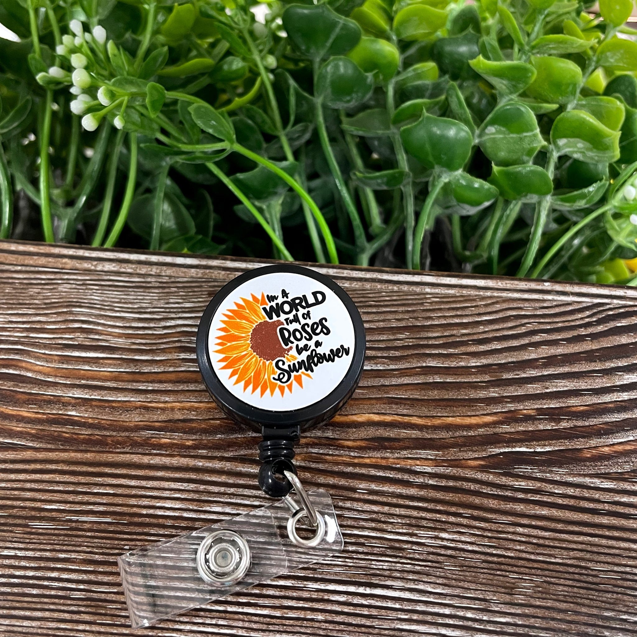 In a World of Roses be a Sunflower, Retractable Badge Reel, , Boho