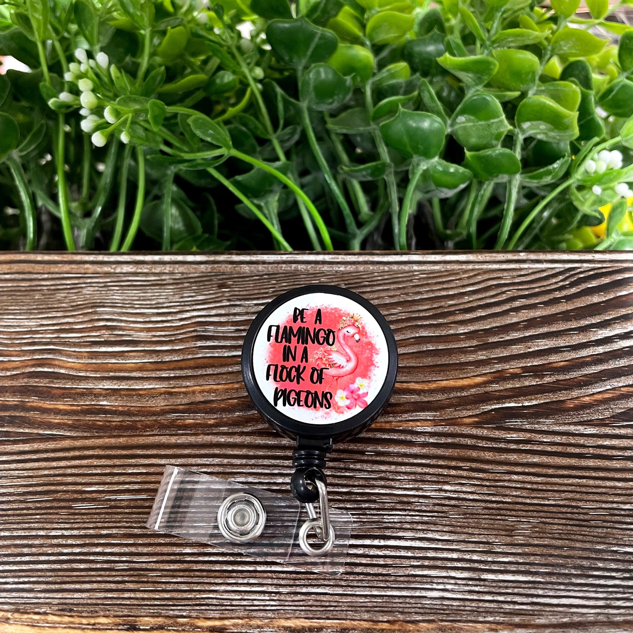 Be a Flamingo in a Flock of Pigeons, Retractable Badge Reel, , Boho