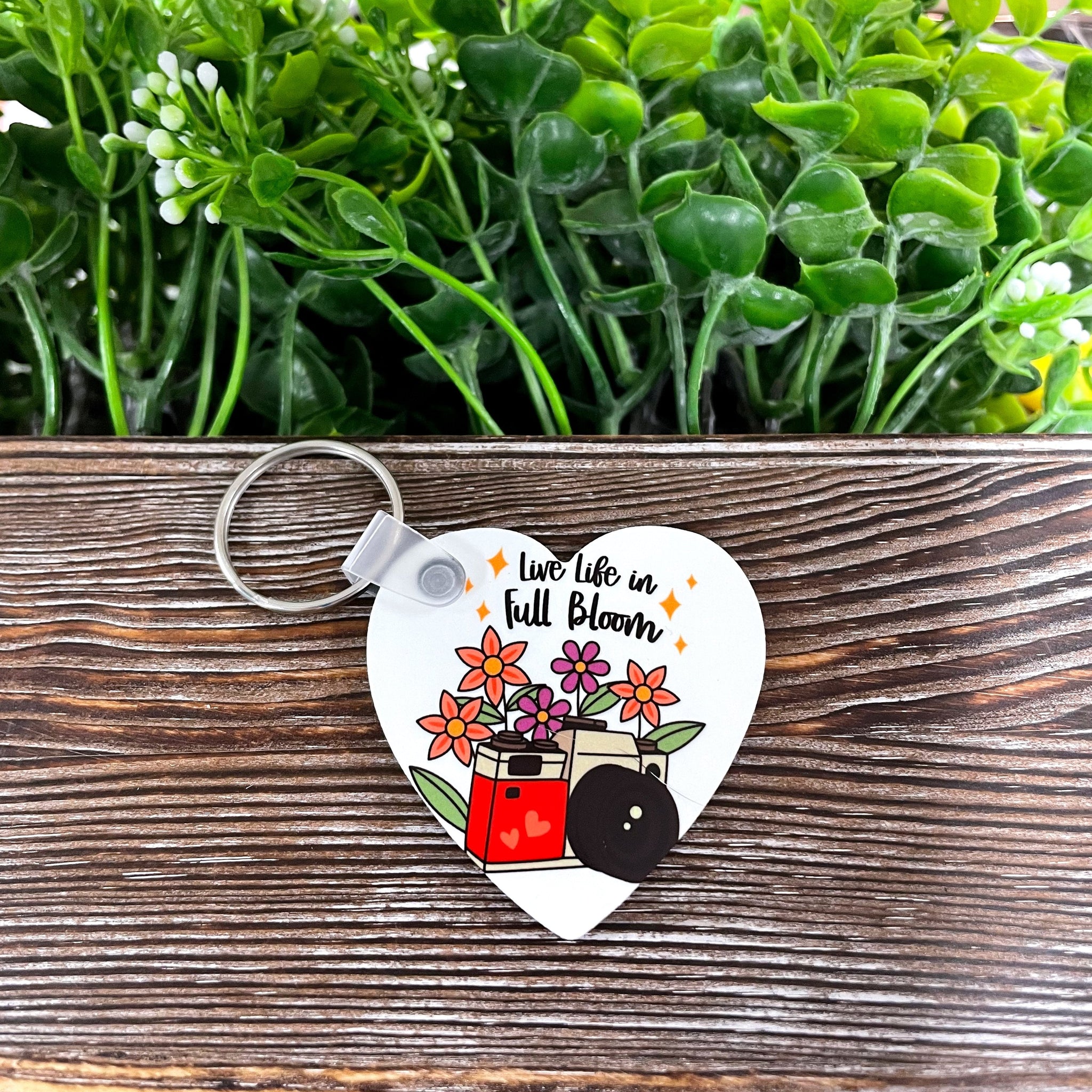 Live Life in Full Bloom, MDF Heart Keychain, , Boho Fun, Sublimation