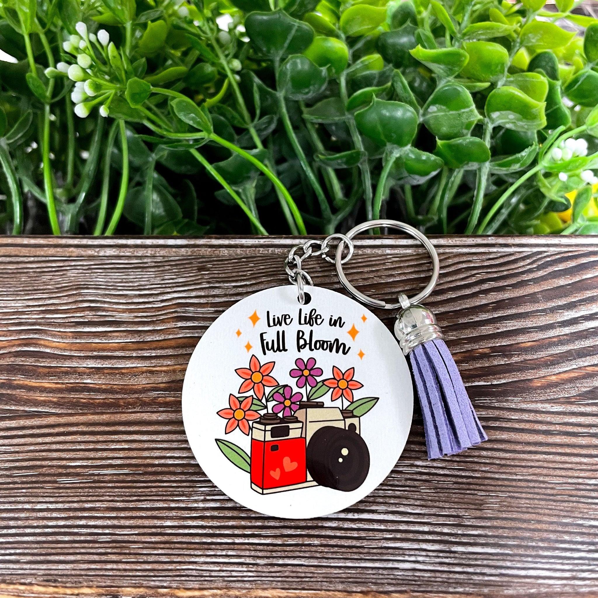 Live Life in Full Bloom, MDF Round Keychain, , Boho Fun, Sublimation