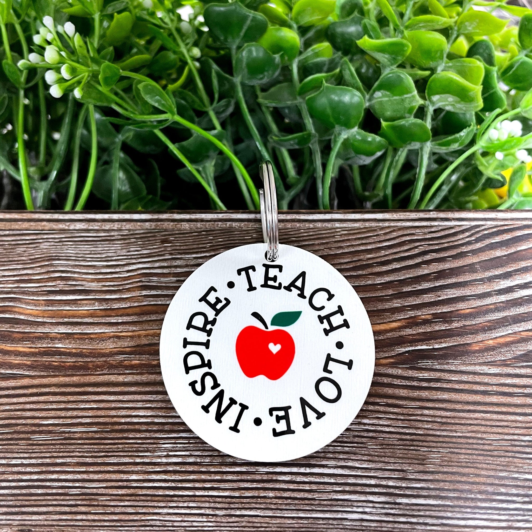 Teach Love Inspire Teacher, MDF Round Keychain, , Boho Fun,