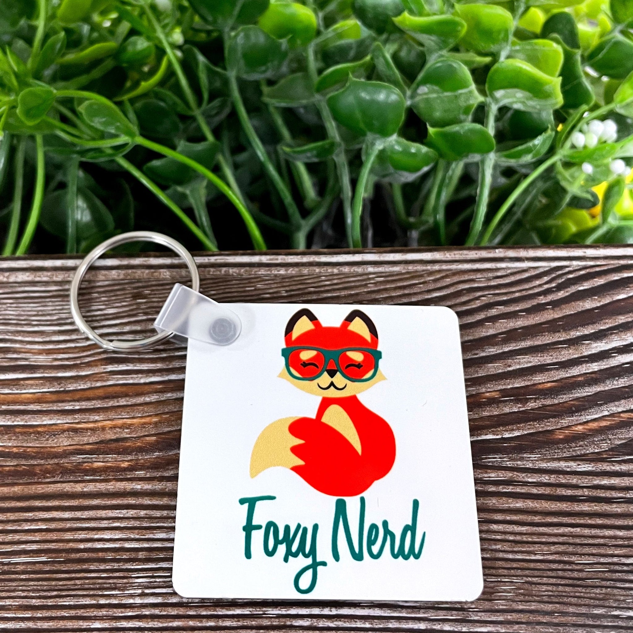 Foxy Nerd, MDF Square Keychain, , Boho Fun, Sublimation