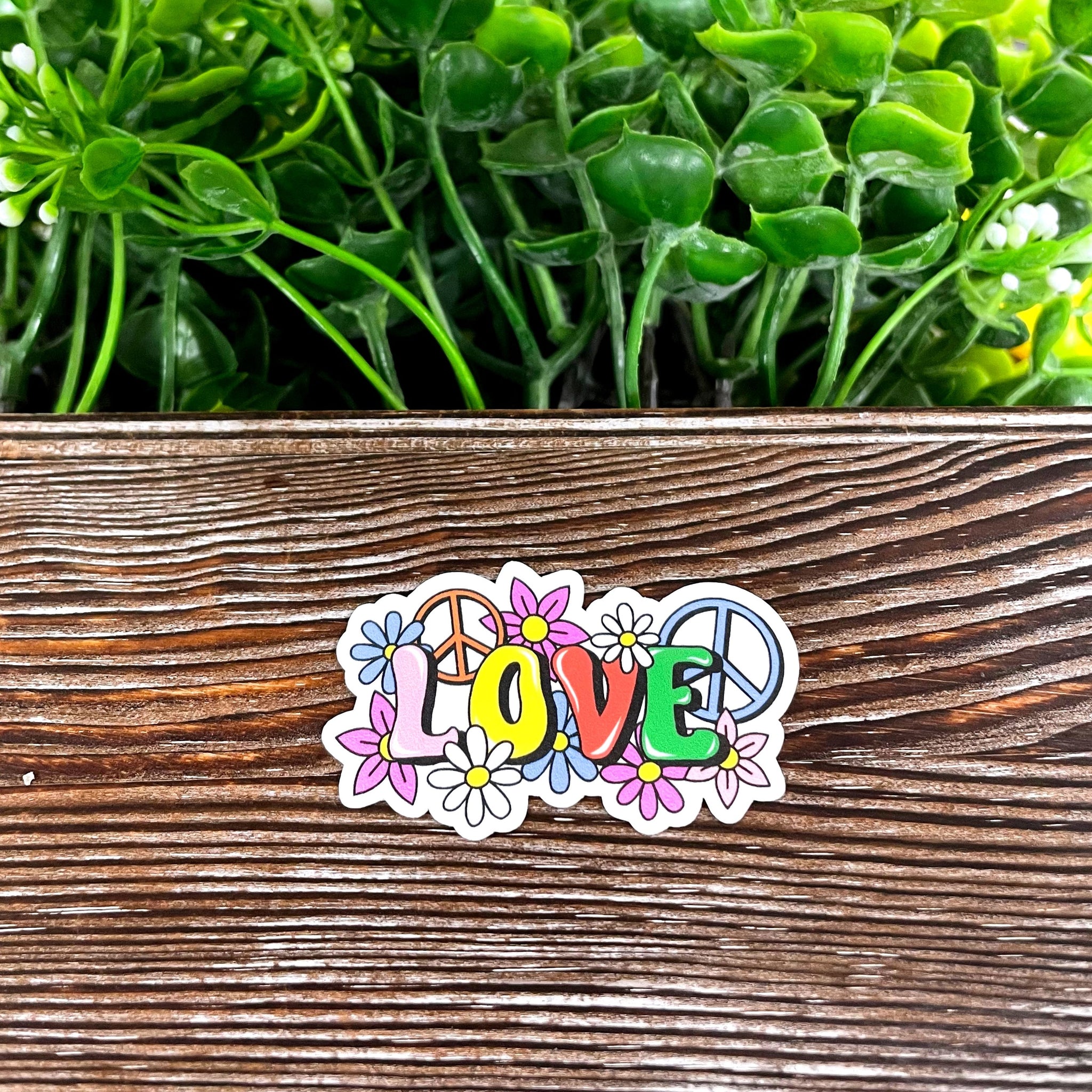 Love Sticker, Peace Signs Hippie, Die Cut Vinyl Sticker, Boho Fun,